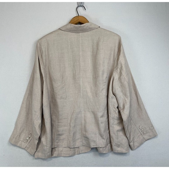 LANE BRYANT 100% Linen‎ Lightweight Jacket Womens 28 Beige Blazer Unlined - Picture 2 of 10